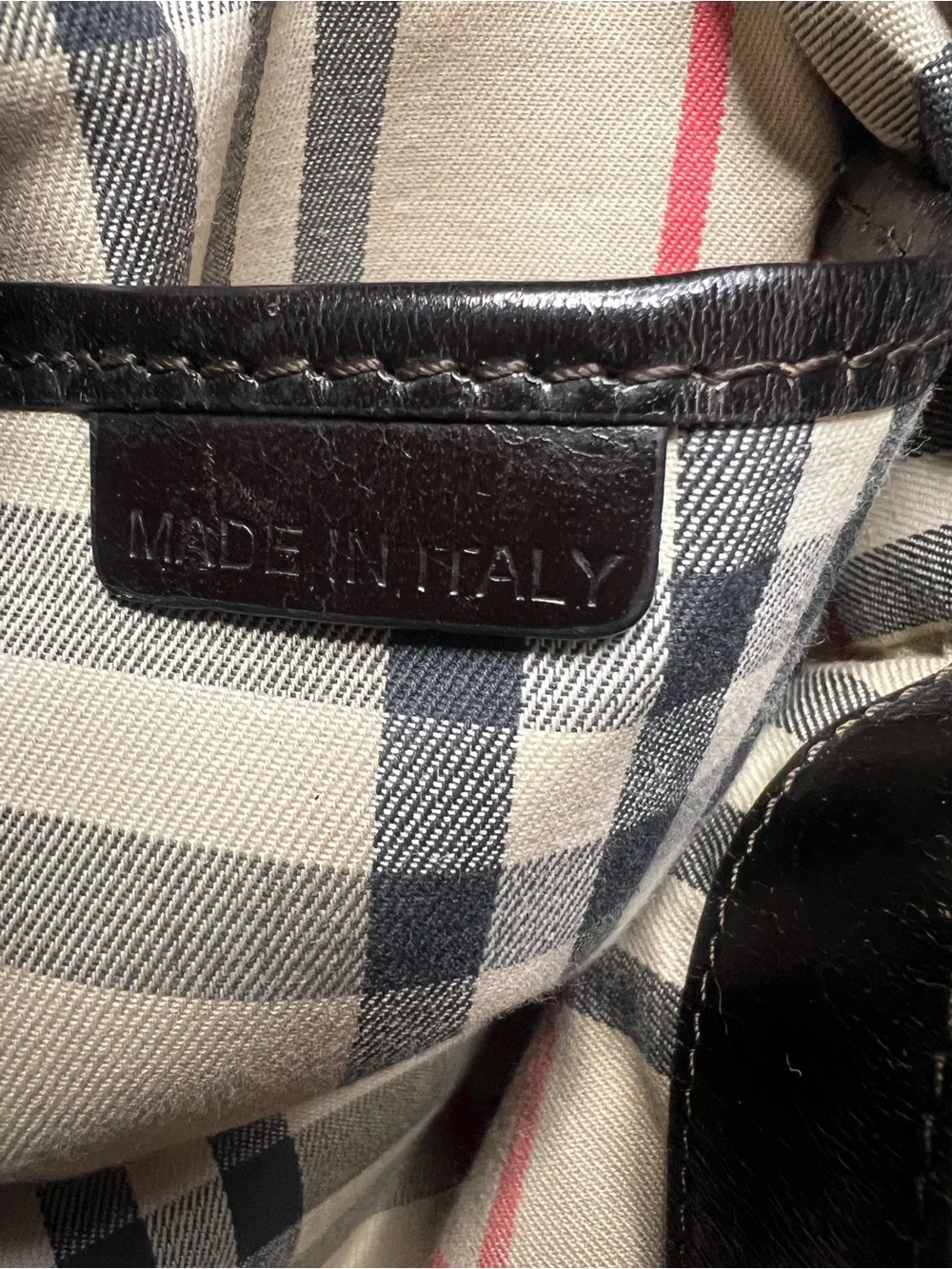 Burberry Brown Pebbled Leather Black Trim Satchel Crossbody Bag COA